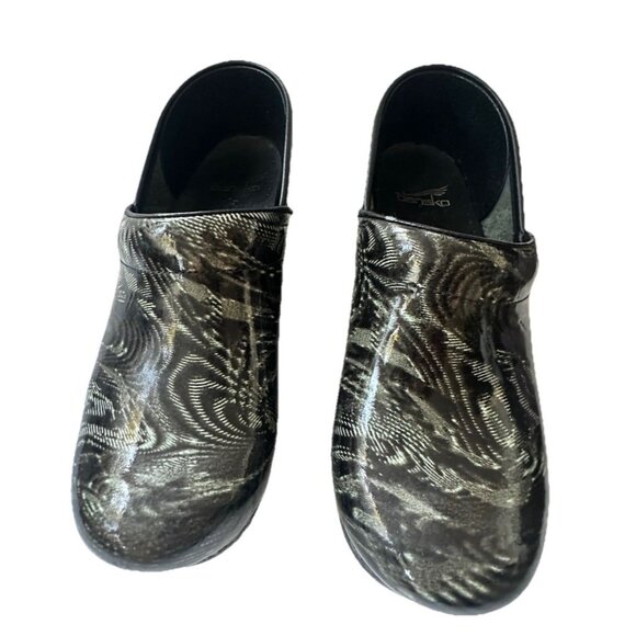Dansko Marbled Leather Comfort Clogs Size EU 39 Professional Nursing Black - Picture 3 of 9